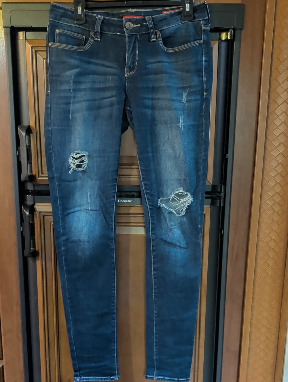 Guess Women's Skinny Ripped Jeans in Dark Blue
